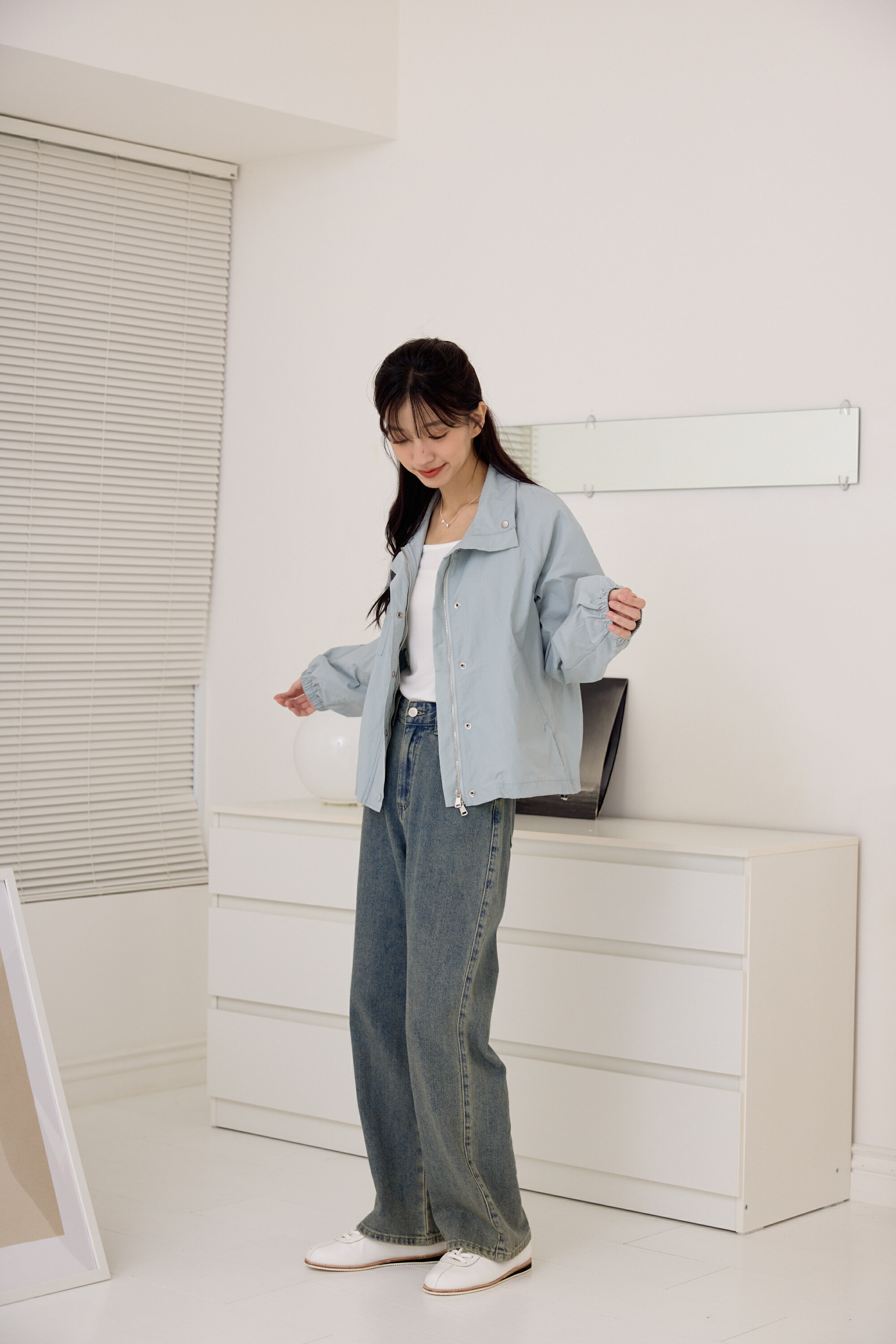 guten made/捨不得換 極涼牛仔直紋直筒褲-復古藍