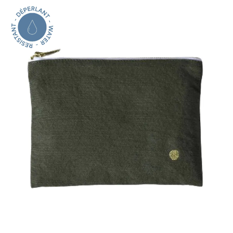 (預購4/30)法國La cerise sur le gâteau 有機棉防水分類收納袋-橄欖綠(中)