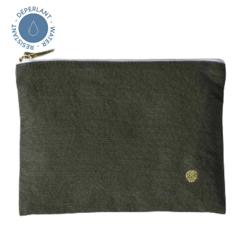 法國La cerise sur le gâteau 有機棉防水分類收納袋-橄欖綠(大)