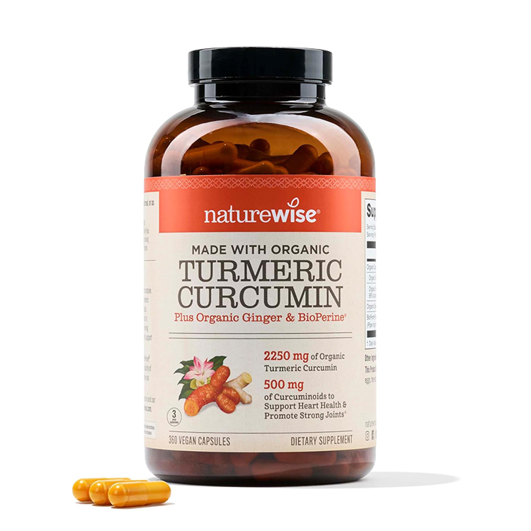 NatureWise Organic Curcumin Turmeric/Black Pepper 750 mg,360 veg capsules