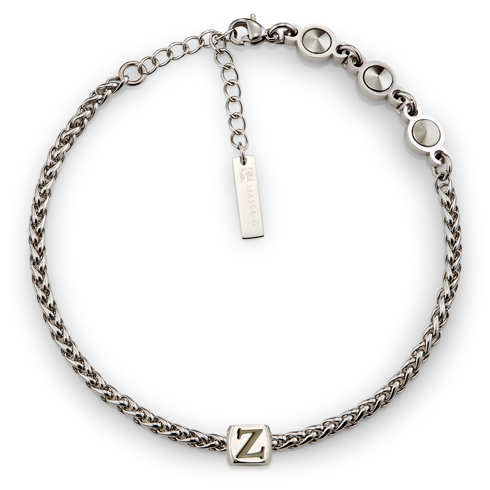 MASSA-G【荷米斯之鍊】金屬鍺錠白鋼腳鍊(3MM)(1個字母)