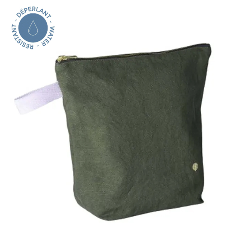 法國La cerise sur le gâteau 有機棉防水手提收納袋-橄欖綠(小)
