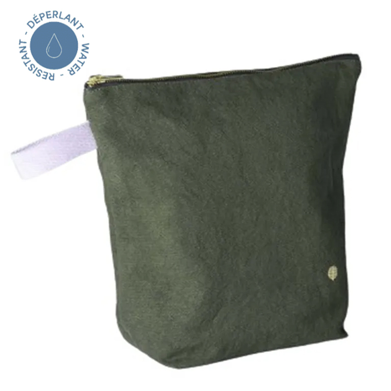 (預購4/30)法國La cerise sur le gâteau 有機棉防水手提收納袋-橄欖綠(大)