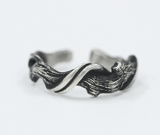 【ACBF1】枯藤交纏設計開口戒指