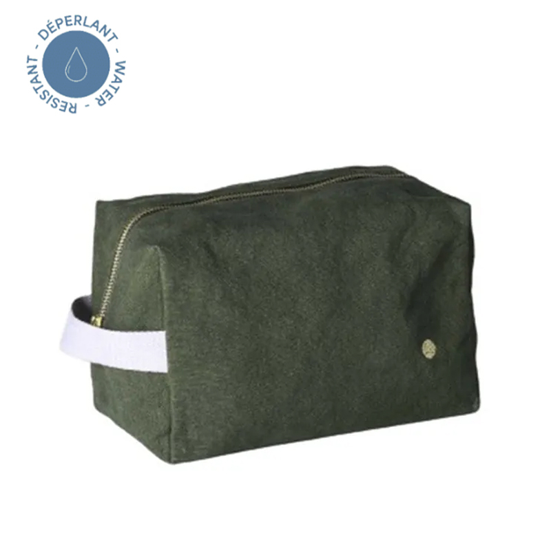 (預購4/30)法國La cerise sur le gâteau 有機棉防水手提立體收納包-橄欖綠(小)