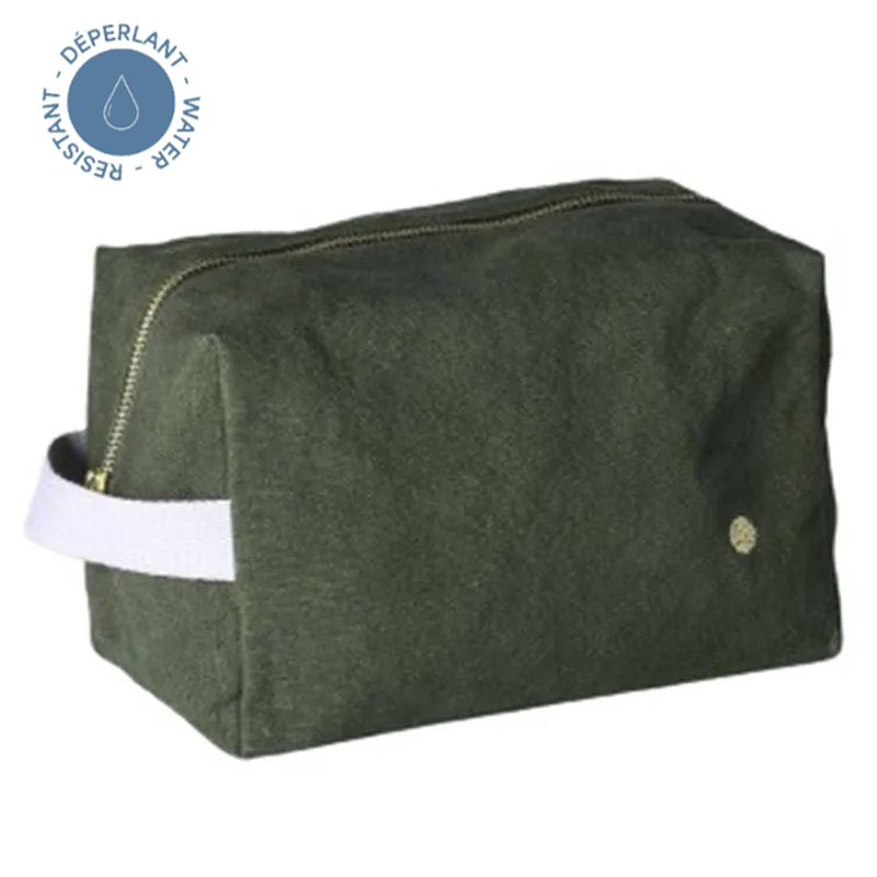 (預購3/31)法國La cerise sur le gâteau 有機棉防水手提立體收納包-橄欖綠(大)