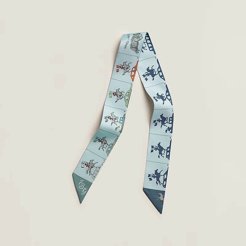 Hermès Parade Twilly bleu glacier / vert amande / or