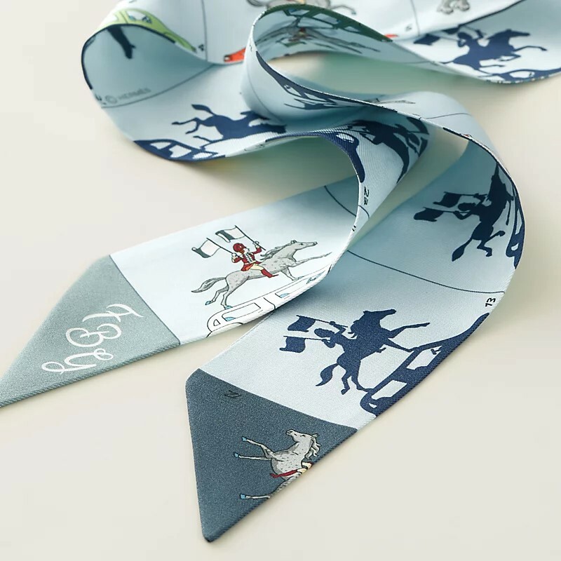 Hermès Parade Twilly bleu glacier / vert amande / or