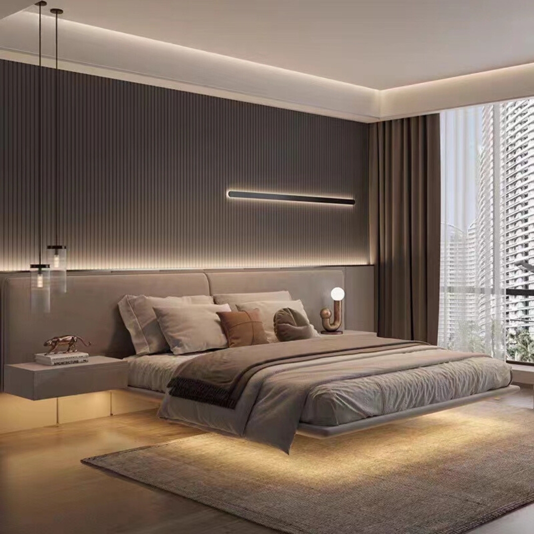 Kathleen |  超值預購 | 蓬鬆真皮懸浮床檯組