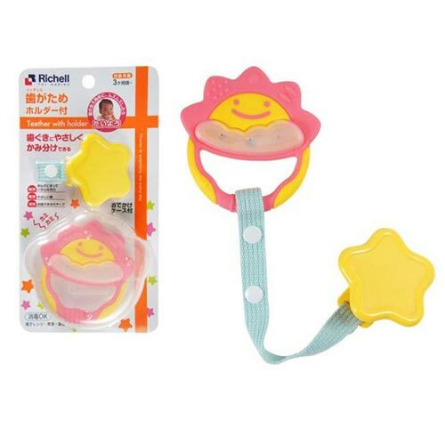 【Richell 利其爾】 固齒器-粉紅色_附固定夾 附收納盒 (從口部和手接受刺激)