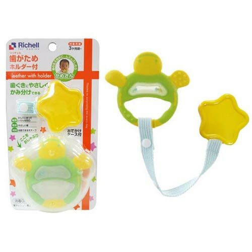 【Richell 利其爾】 固齒器-翠綠小龜_附固定夾 附收納盒 (從口部和手接受刺激)