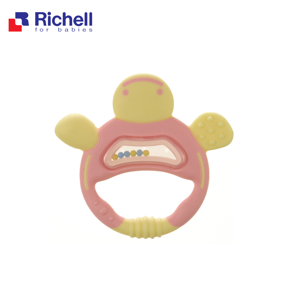 【Richell 利其爾】 固齒器-粉紅色一般型_盒裝 (從口部和手接受刺激)