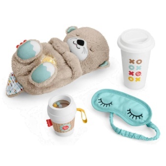 【樂森藥局】Fisher-Price 費雪 安撫玩樂套裝(小水獺四件套禮盒組)(水獺玩偶+固齒器+咖啡杯+眼罩)