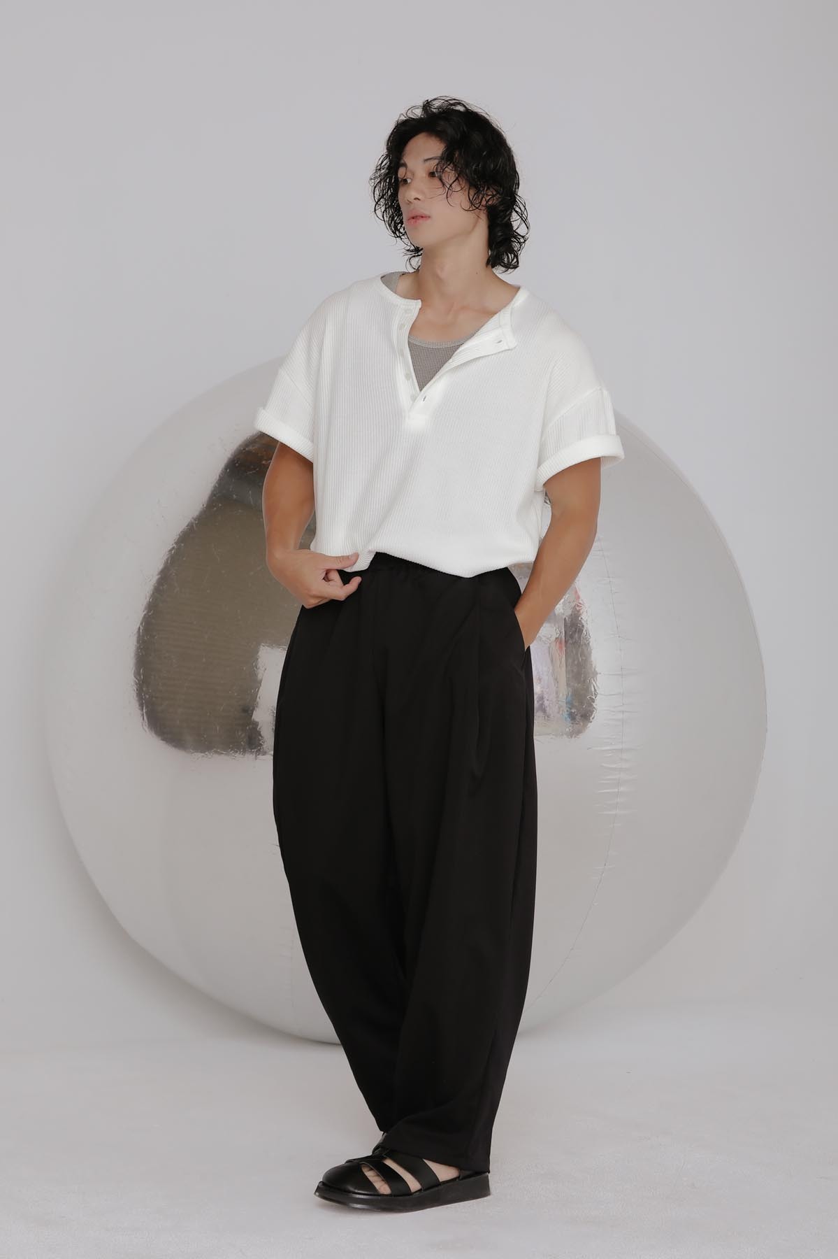 Waffle Henly Neck Short Sleeve #短袖