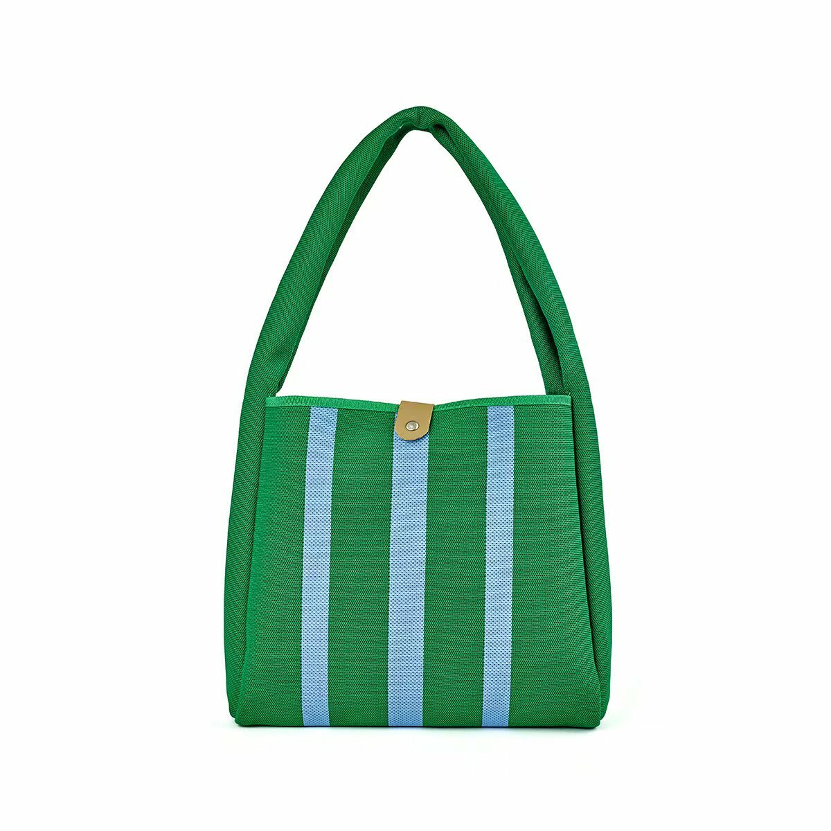 | 條紋撞色托特包 深綠色