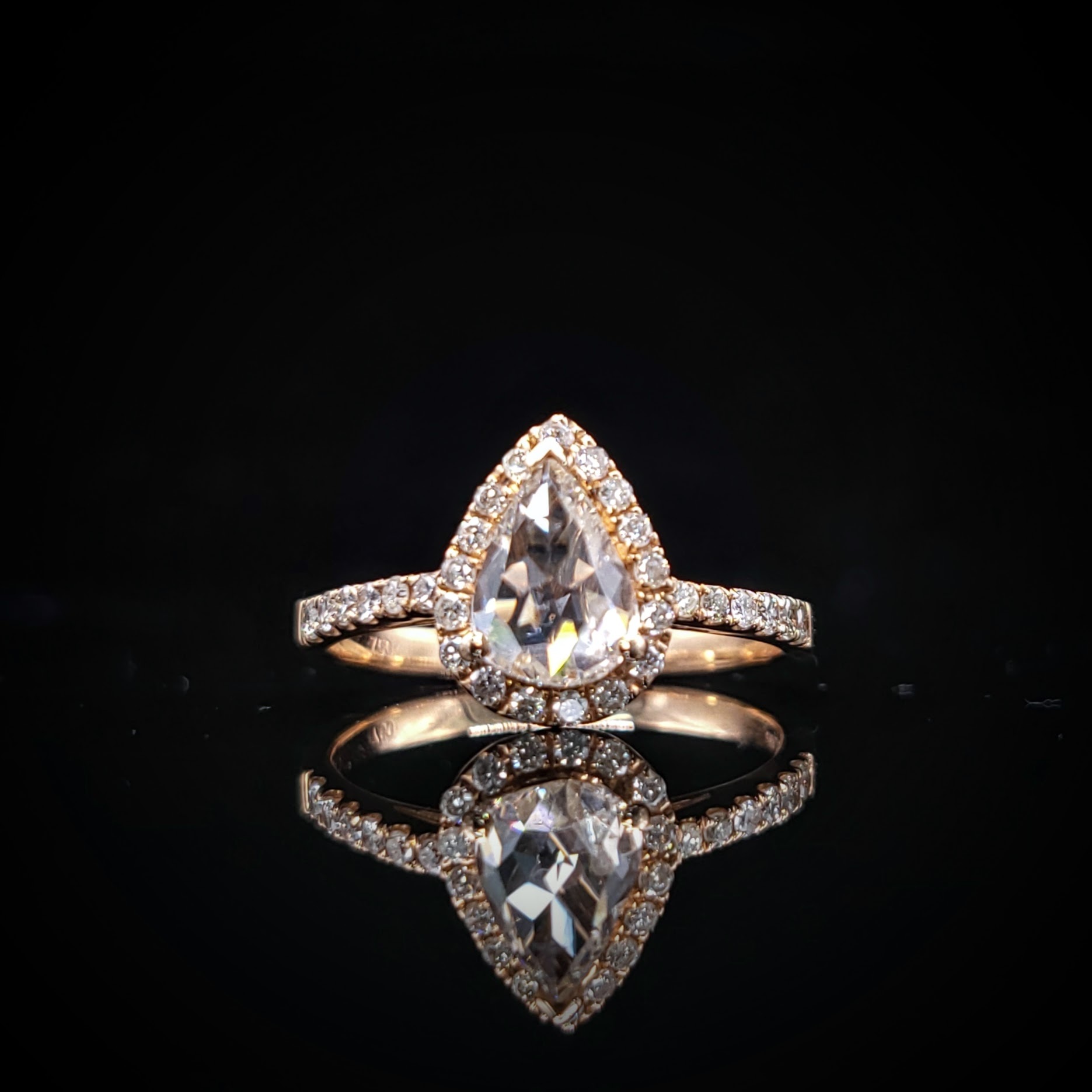 全新18K玫瑰金【單粒93份鑽石】配1卡19份鑽石戒指