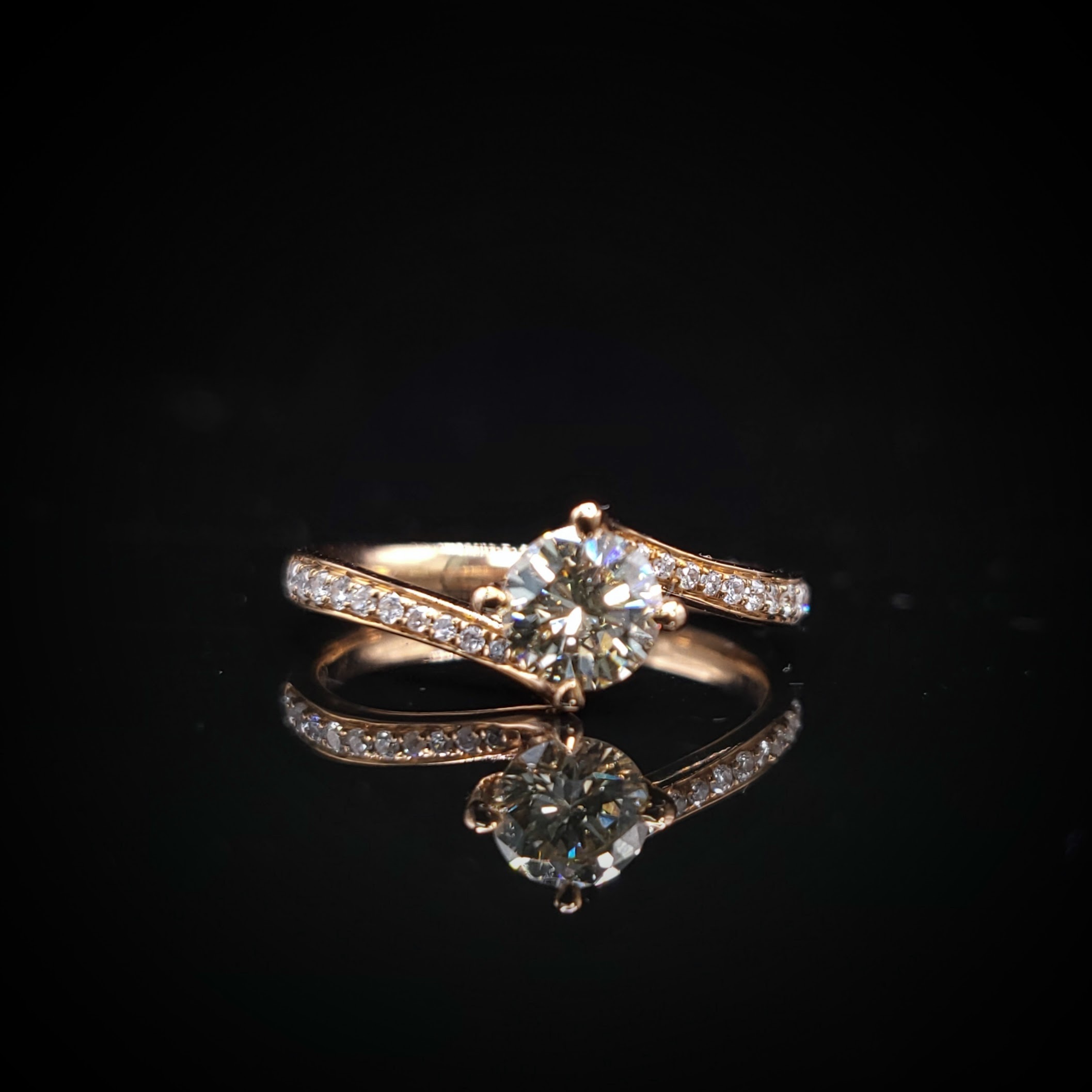 18K Rose Gold 0.56ct Light Brown Diamond Ring
