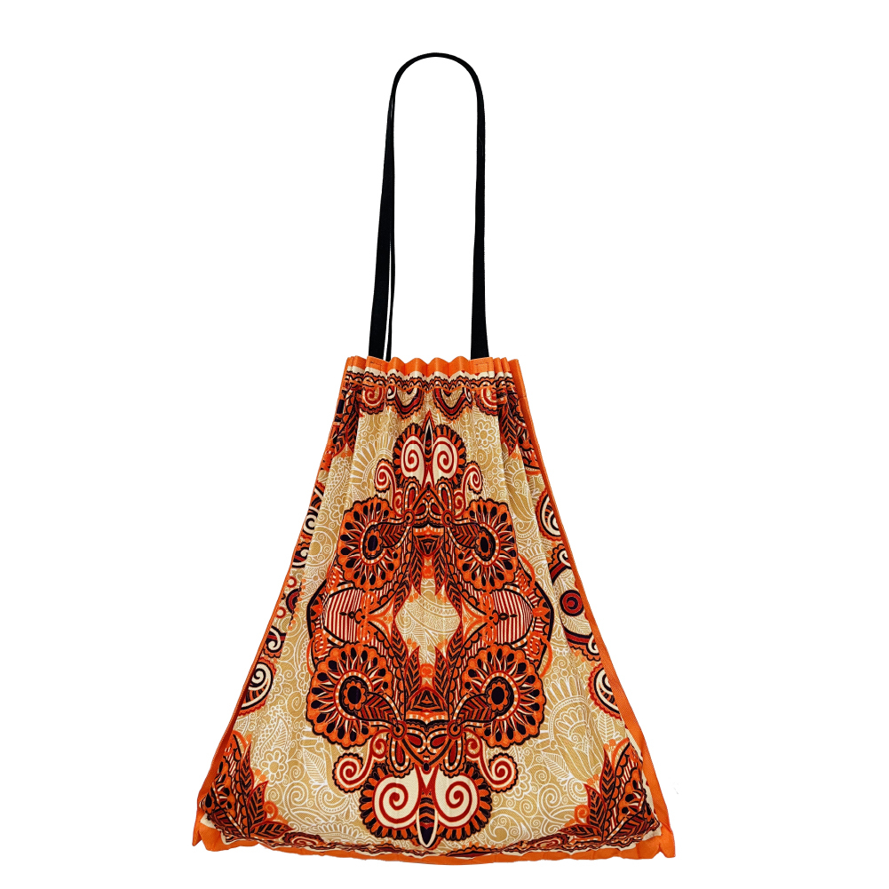 | 民族風壓褶包 橙色