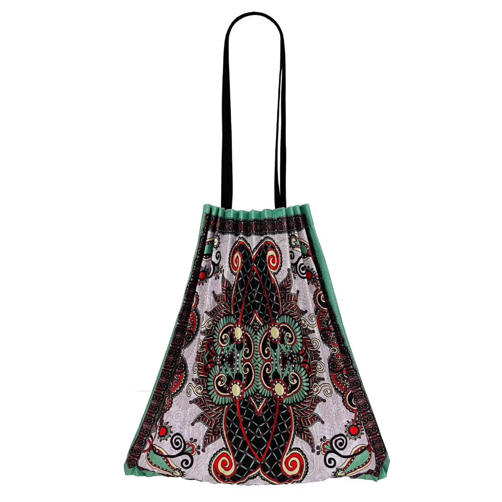 | 民族風壓褶包 綠色