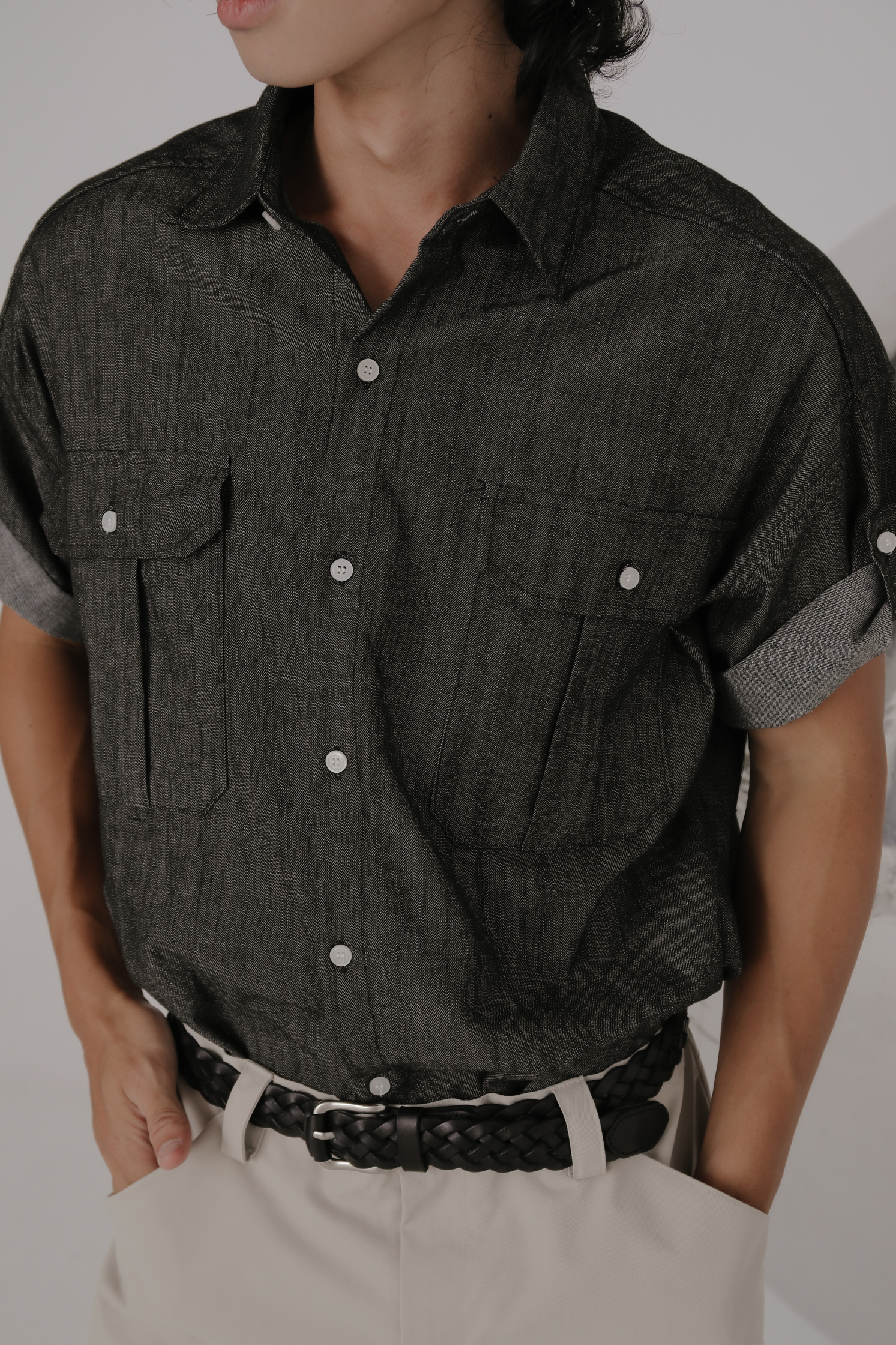 Denim Western Roll Up Shirt #短襯衫