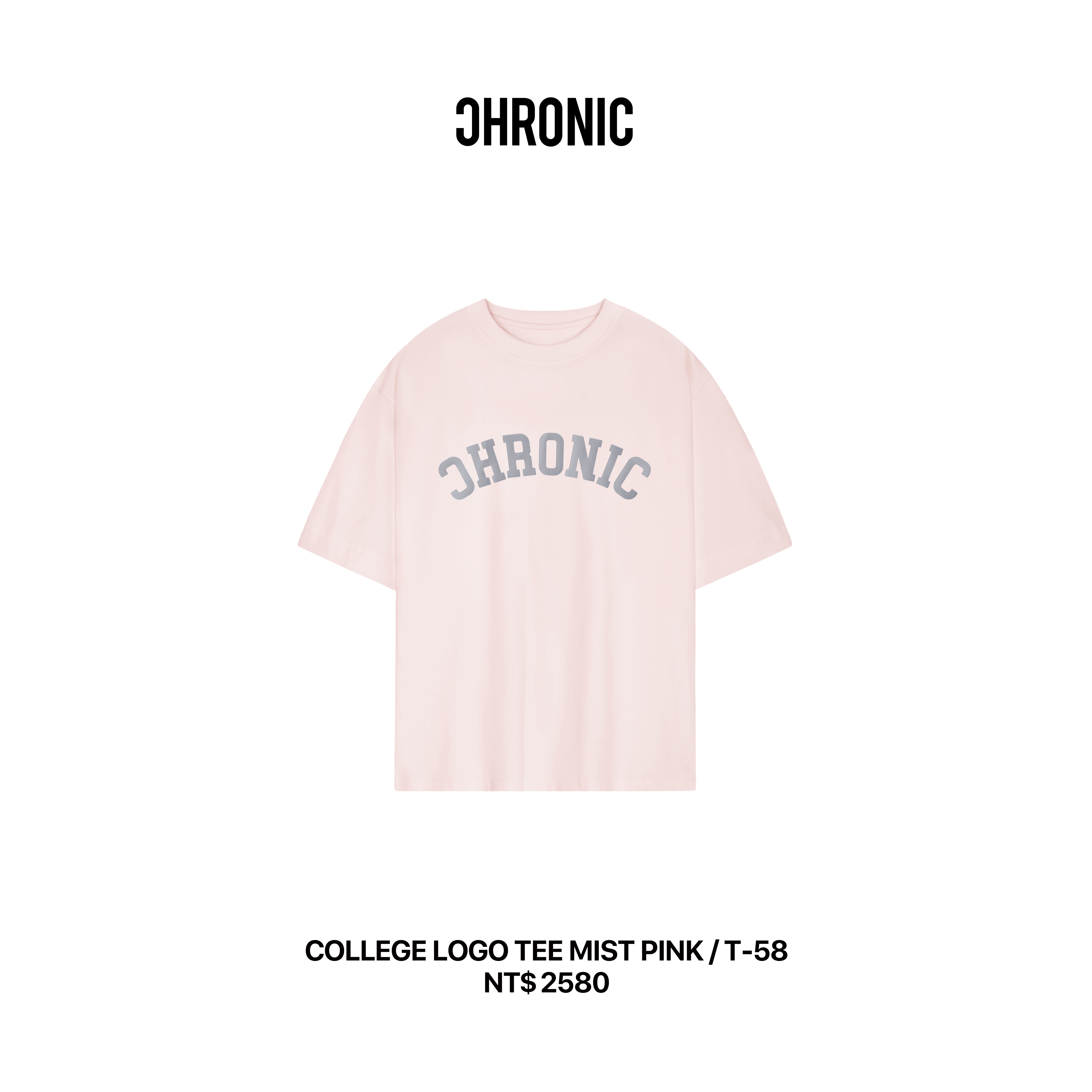 COLLEGE LOGO TEE MIST PINK / T-58