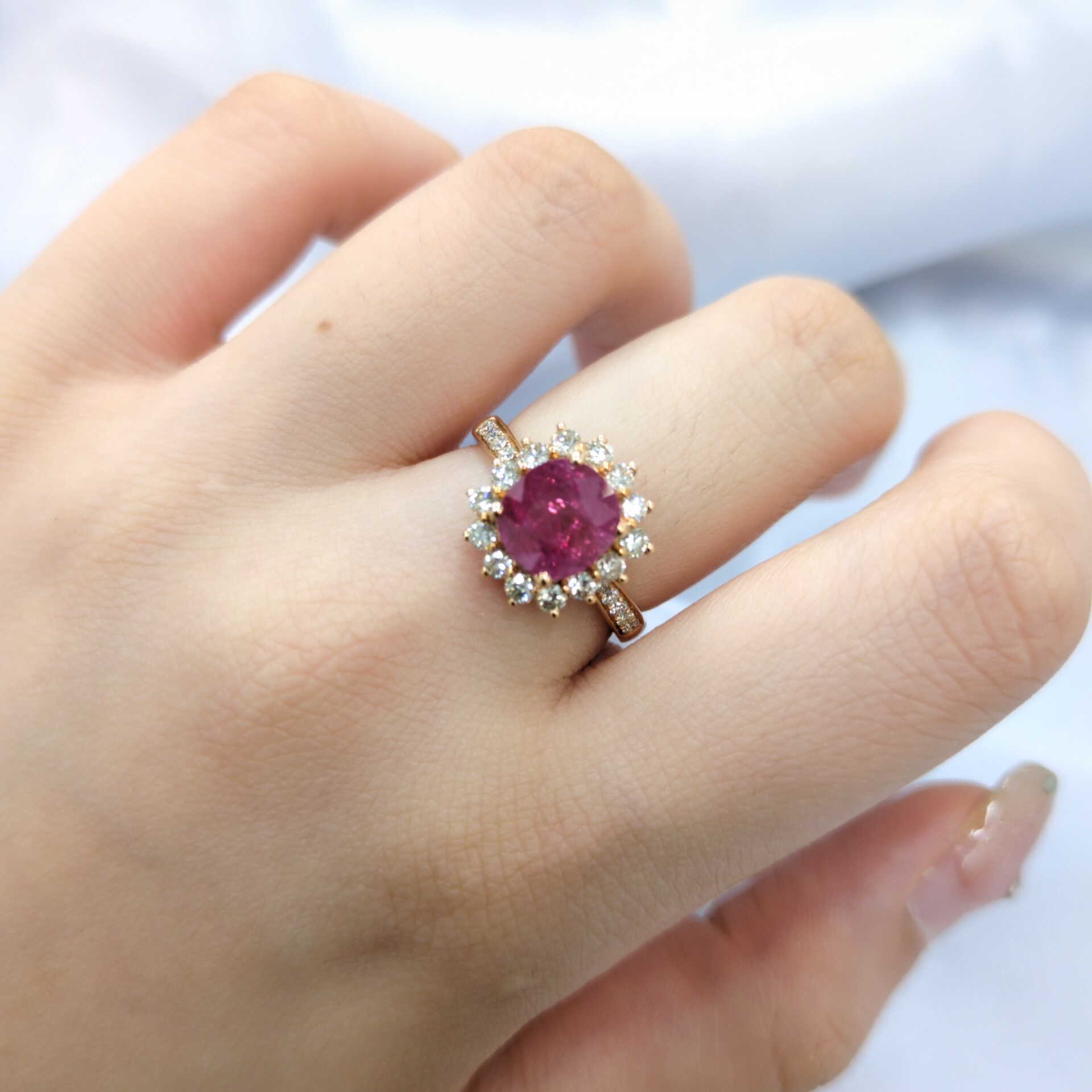18K Rose Gold 2.91ct Ruby and Diamond Ring