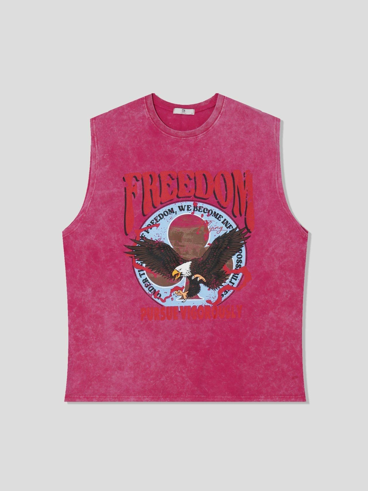 OverSize紮染鷹圖案英文字背心  36.5-015V