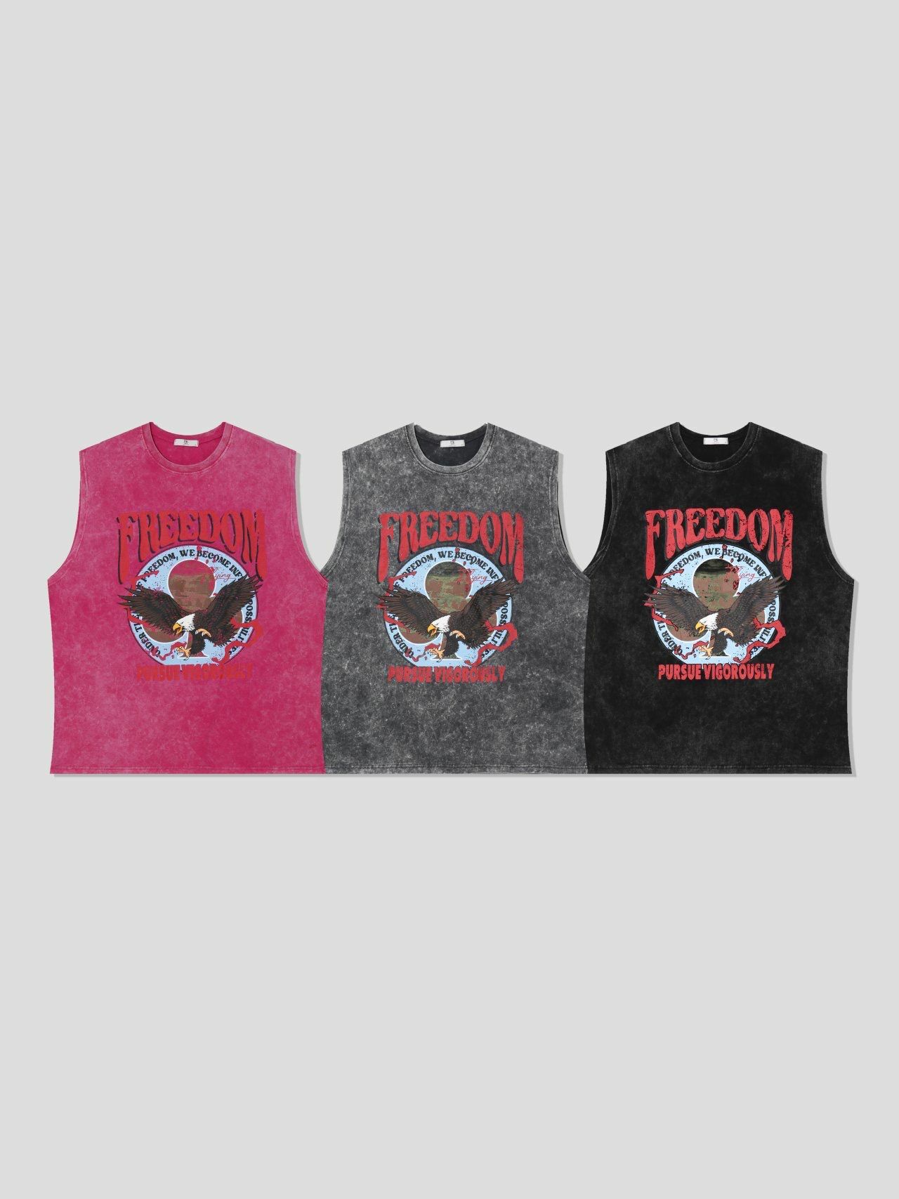 OverSize紮染鷹圖案英文字背心  36.5-015V