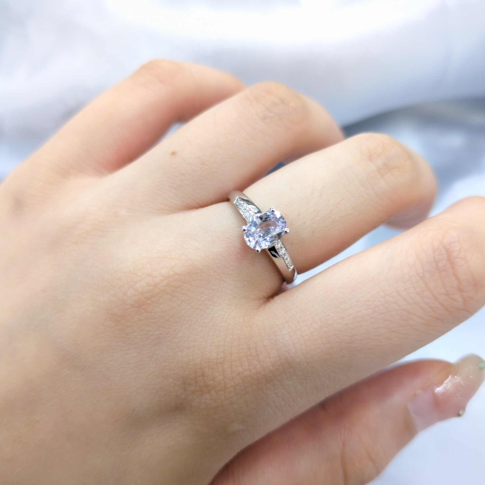 18K White Gold 0.78ct Sapphire and Diamond Ring