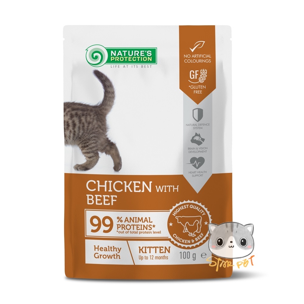 Nature‘s Protection Chicken with Beef Healthy Growth Kitten wet food (100g x 22pack)