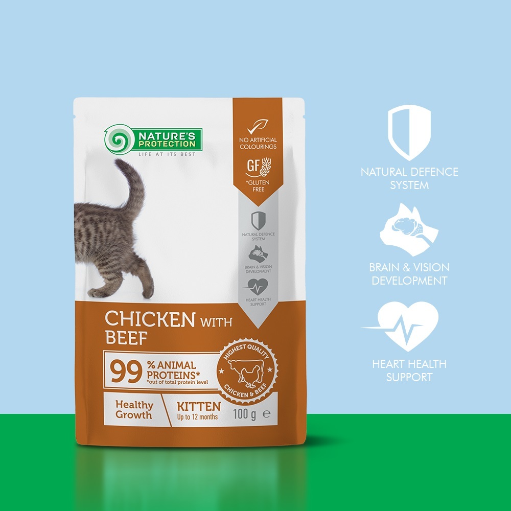 Nature‘s Protection Chicken with Beef Healthy Growth Kitten wet food (100g x 22pack)