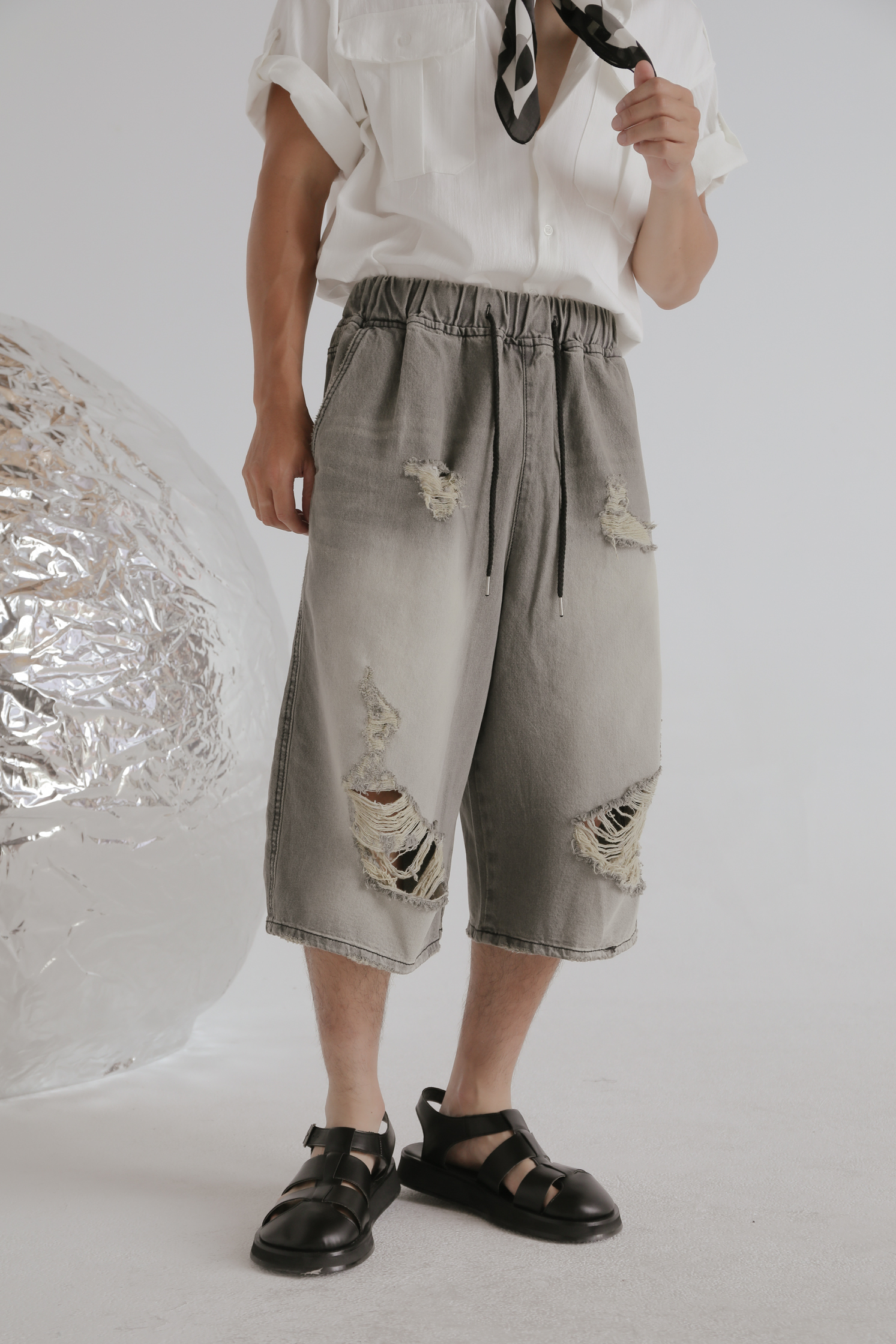 Gray Tin Bermuda  Denim #七分褲