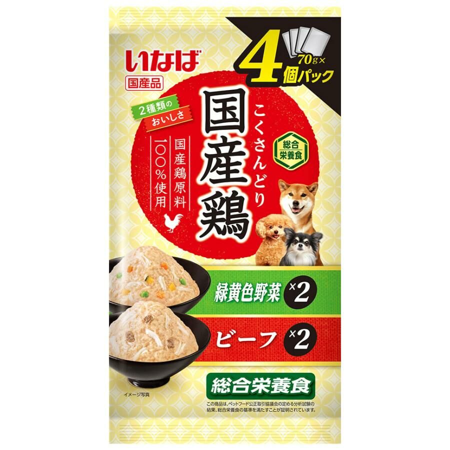 INABA 低脂肪 雞肉牛肉+雞肉天然 芝士濕糧 80gx4包