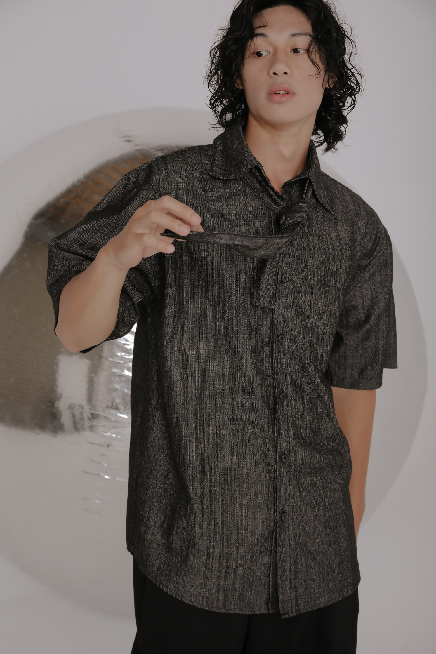 Ralph Denim Short Sleeve Tie Shirt #短襯衫