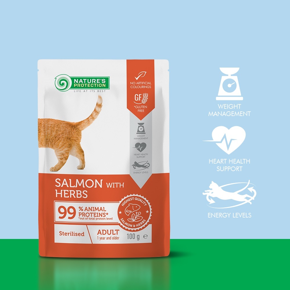 Natures Protection Sterilised Salmon & Herbs Cat wet food (100g x 22pack)