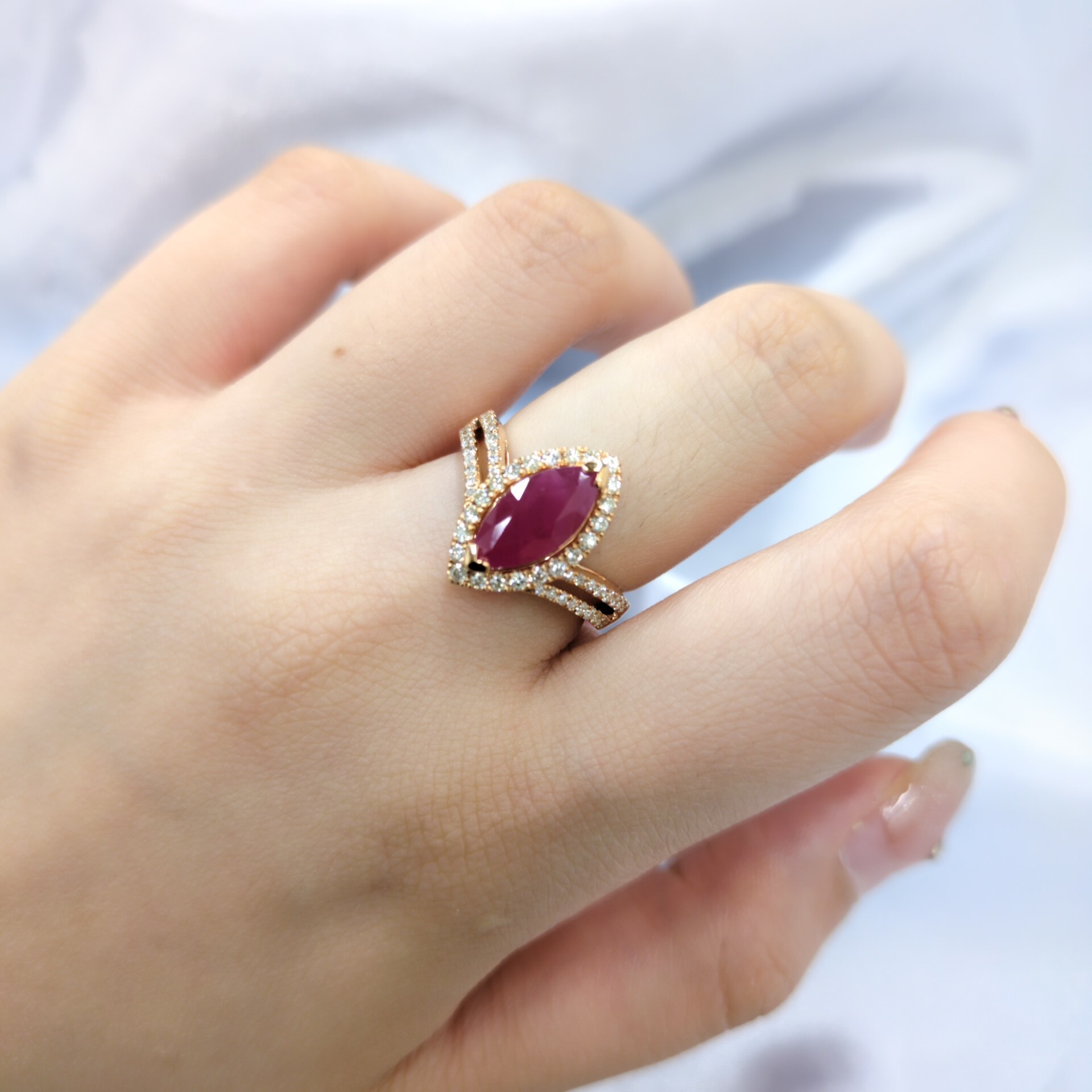 18K Rose Gold 2.24ct Ruby and Diamond Ring