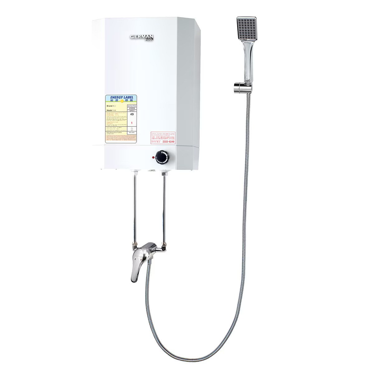 德國寶 German Pool   GPN-4EV‧花灑儲水式電熱水爐‧4加侖‧15公升‧香港行貨,原廠1年零件保養,10年內膽保養‧