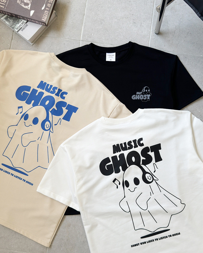 韓版音樂幽靈印花短Tee