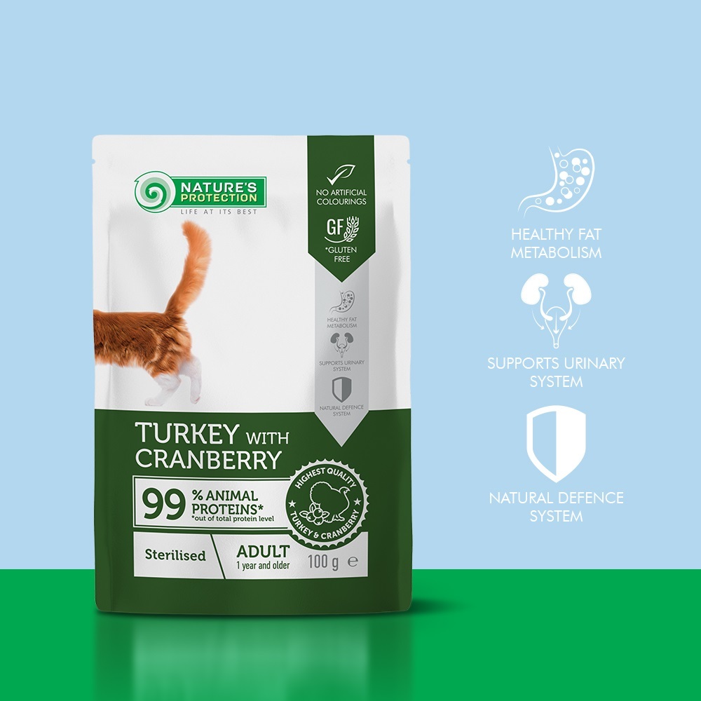 Natures Protection Sterilised Turkey & Cranberry Cat wet food (100g x 22pack)