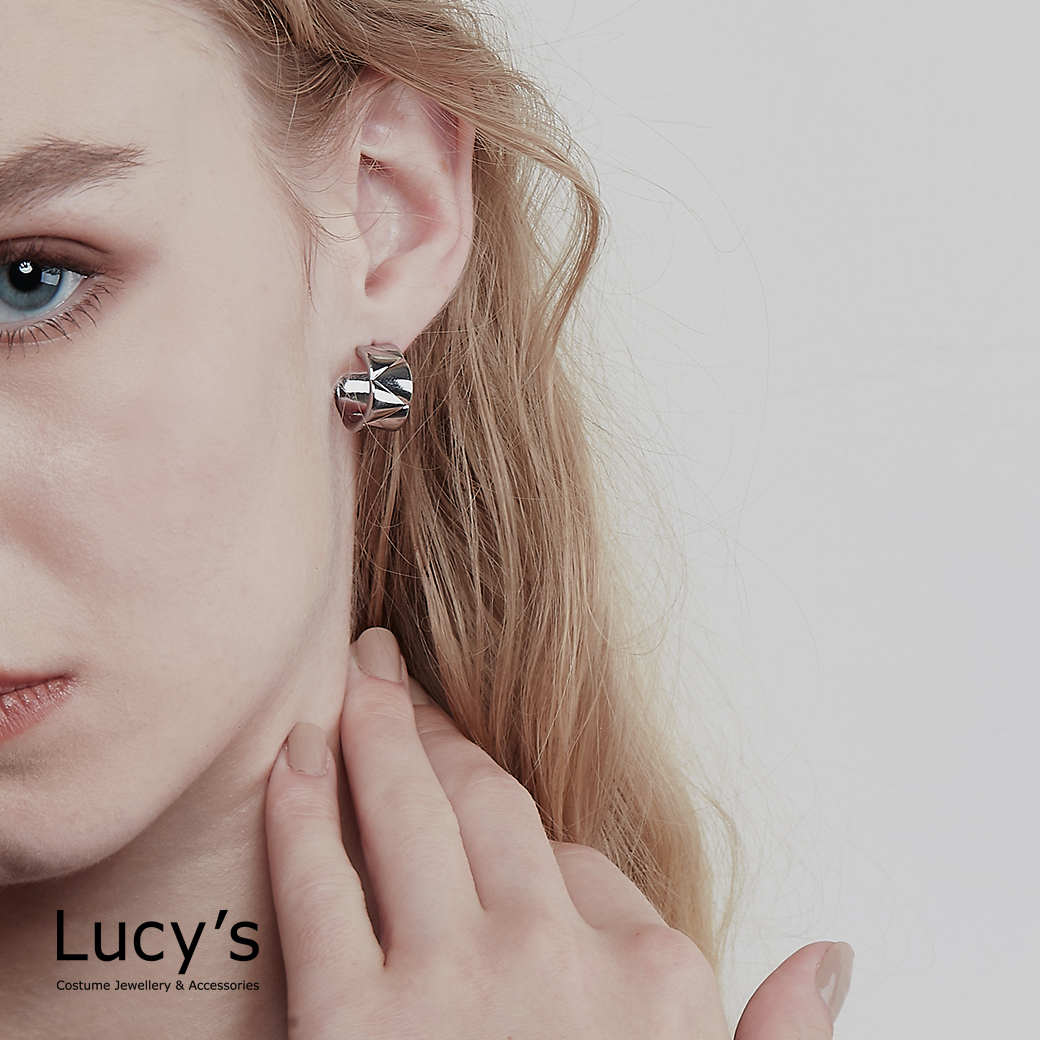 菱格C型 耳環 (二色) (116768/116769)