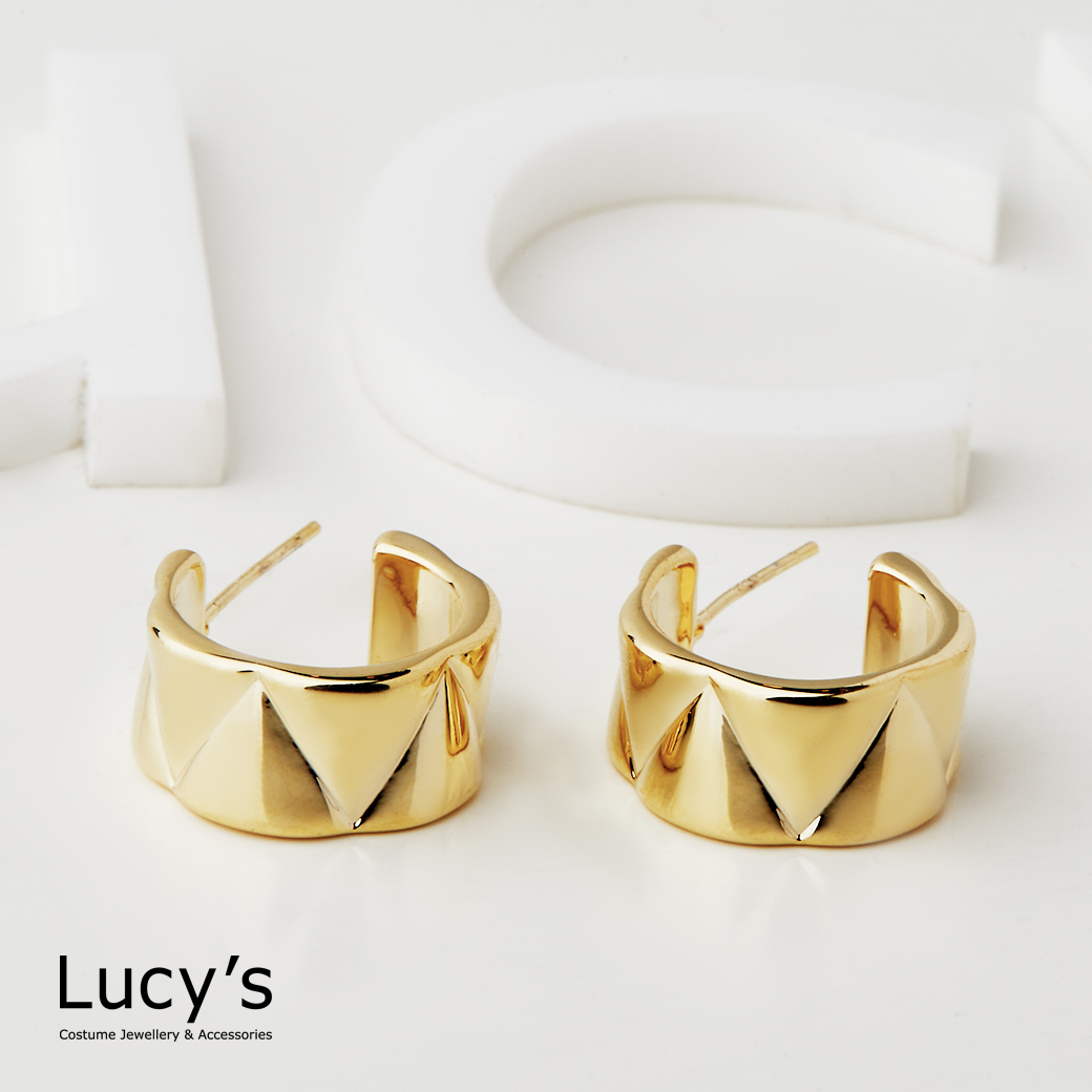 菱格C型 耳環 (二色) (116768/116769)