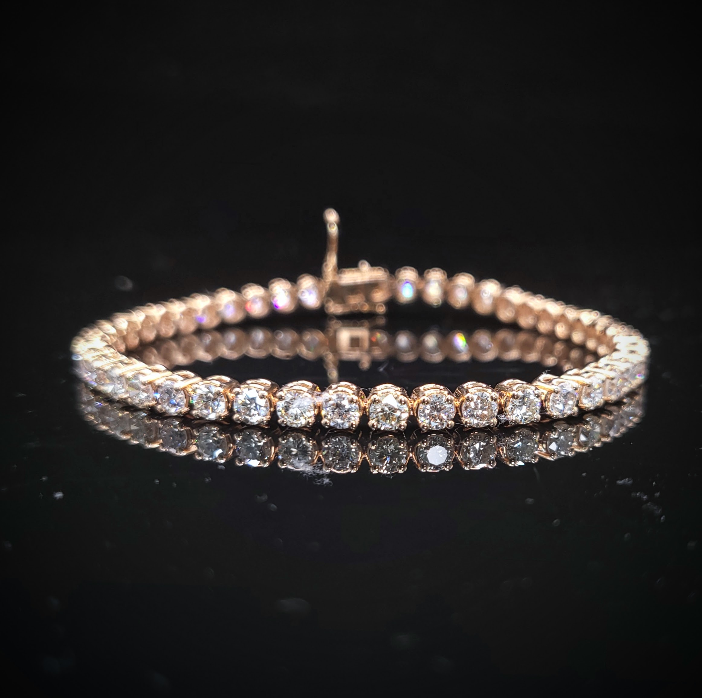 全新18K玫瑰金5卡6份鑽石手鍊