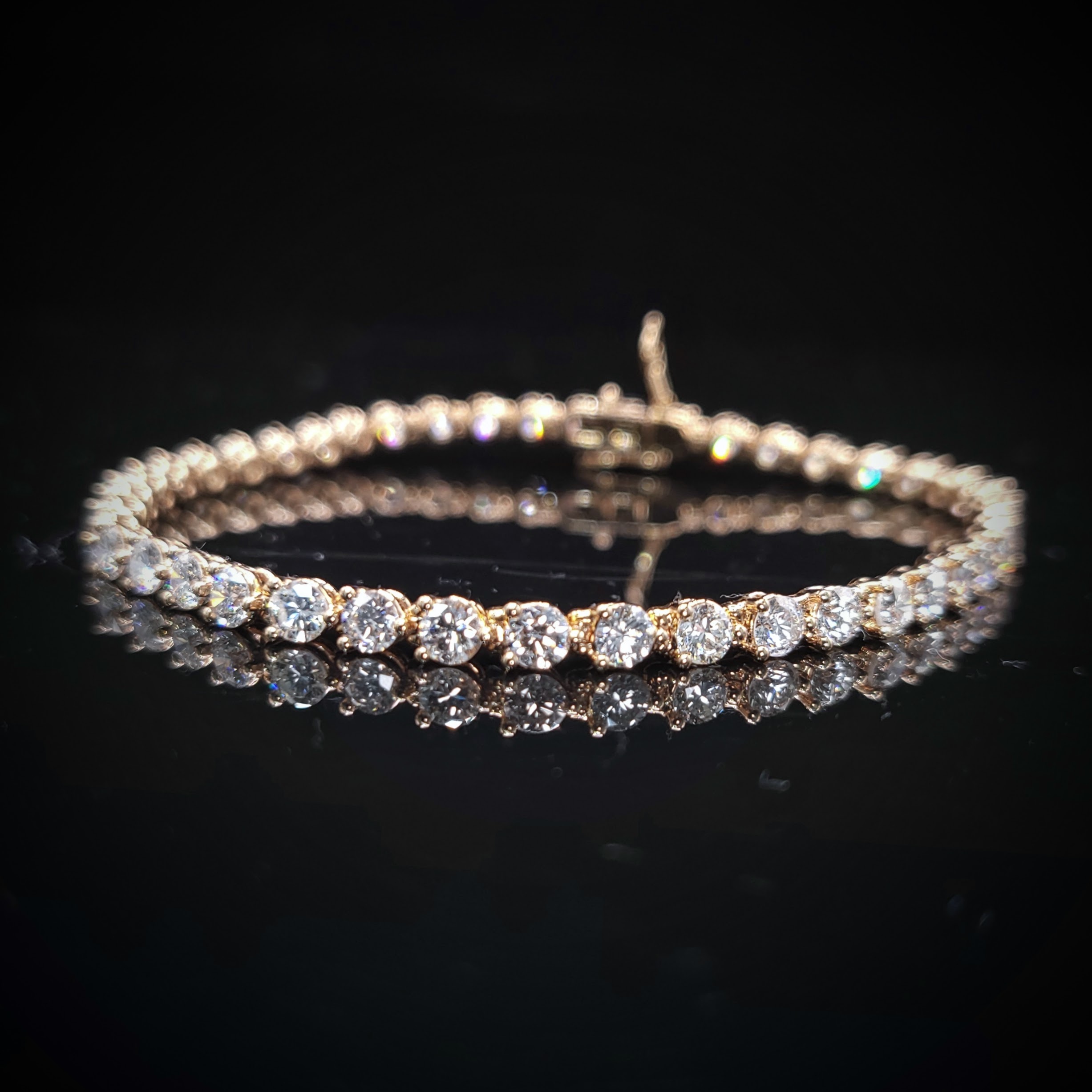 全新18K玫瑰金4卡14份鑽石手鍊