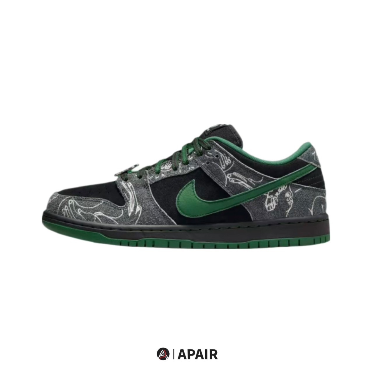 【APAIR】預購 There Skateboards x nike dunk sb 黑綠 塗鴉 聯名 HF7743-001