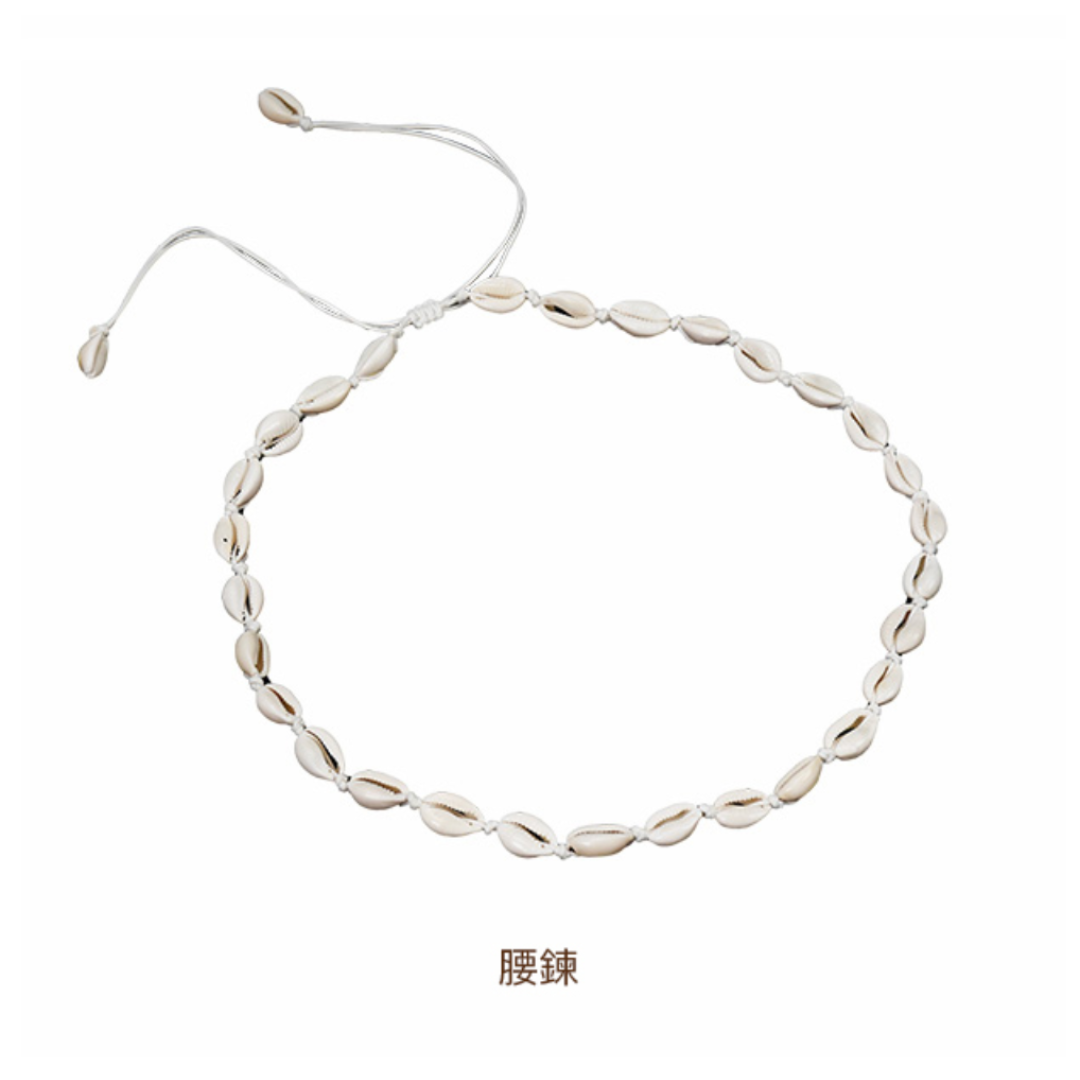▲Yukari 海邊度假風貝殼串珠腰鍊 [Y0037]