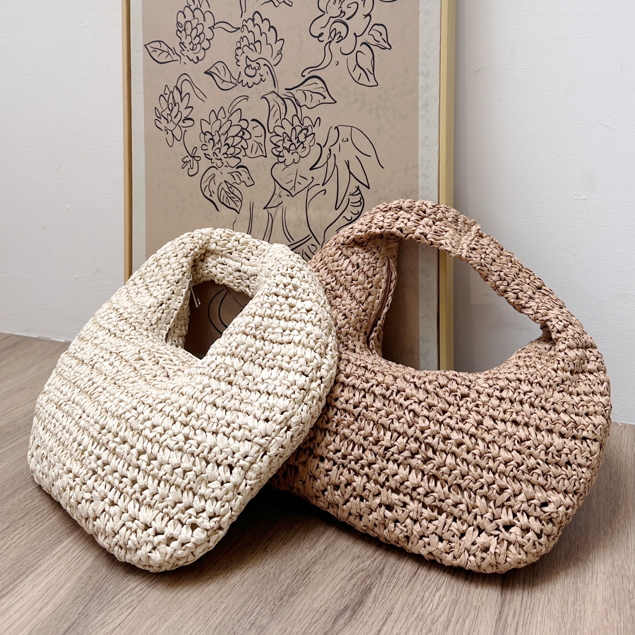 手提夏日草編沙灘包/二色/海灘/野餐