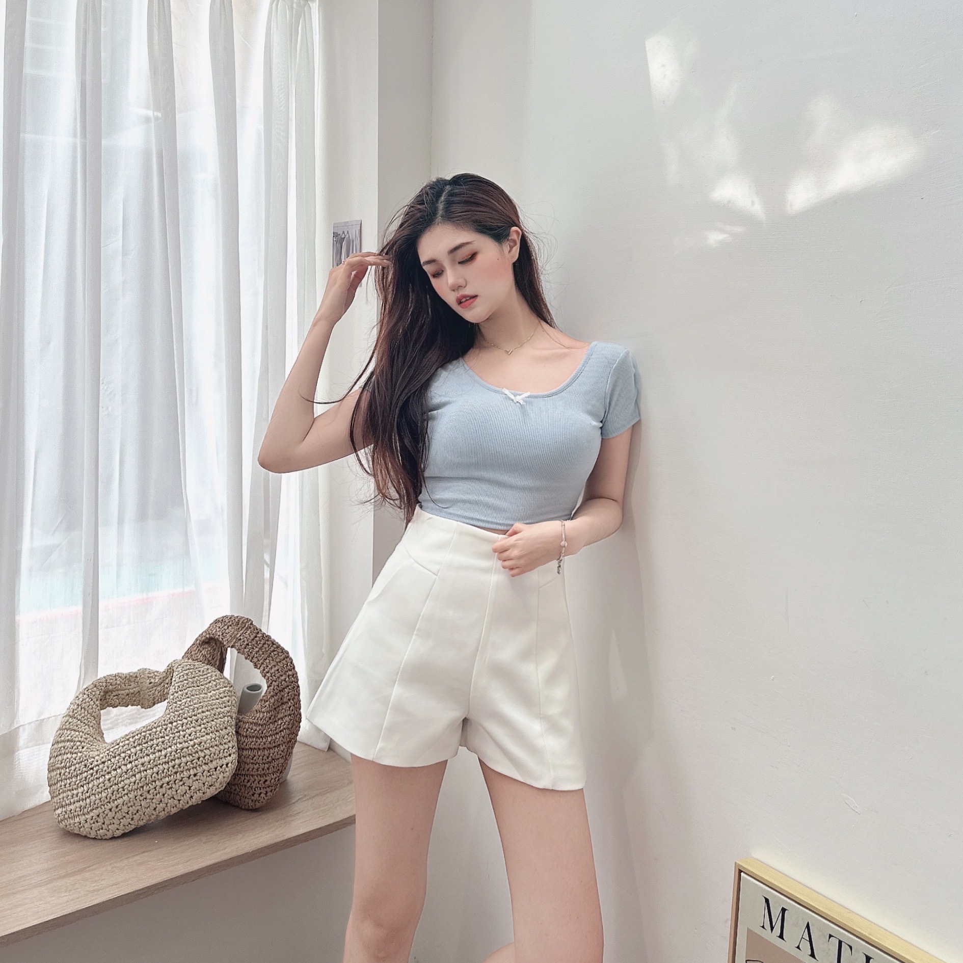 蝴蝶結美背胸墊上衣/三色