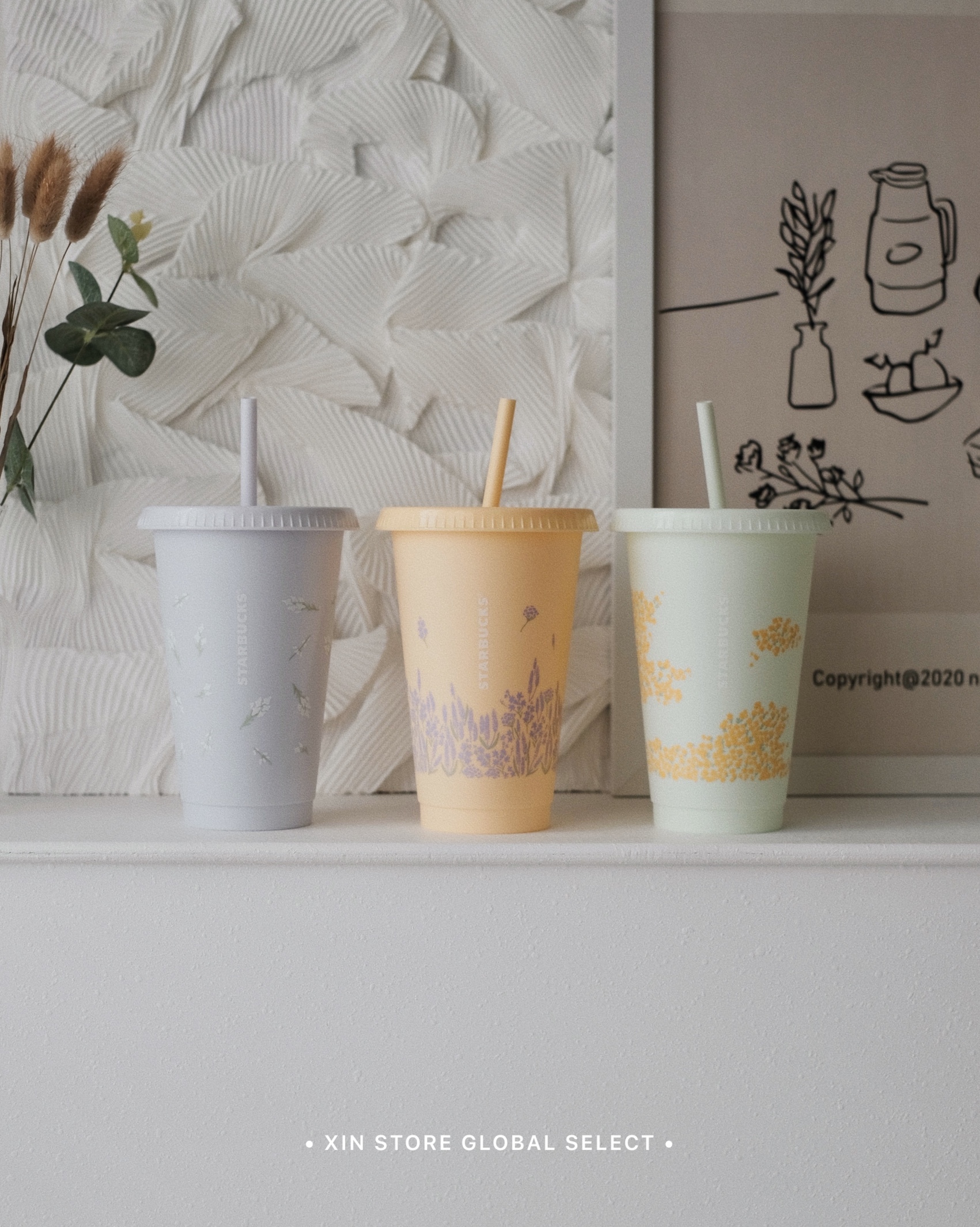 【現貨】Starbucks 星巴克 花卉風情 清新 碎花 吸管杯 隨行杯 三色一組