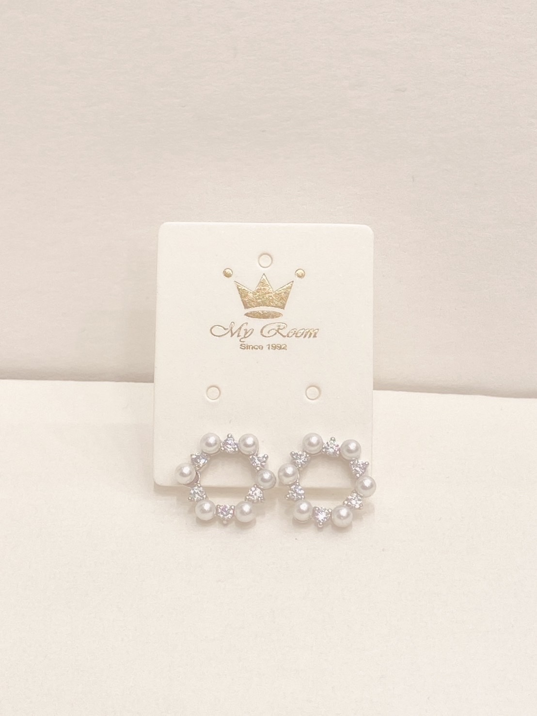 珍珠鑽圓形耳環