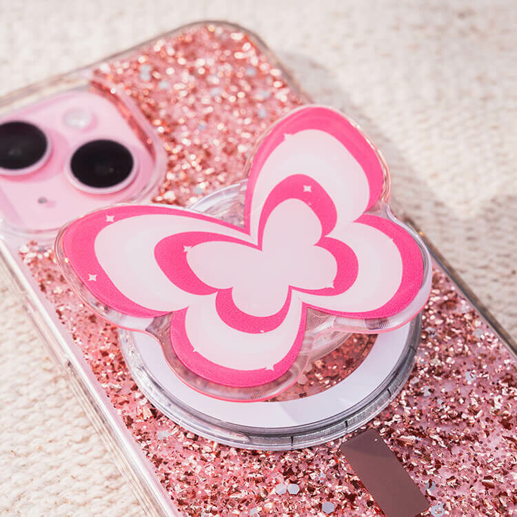 粉紅蝴蝶支架 MagSafe 磁吸- 手機氣囊伸縮支架